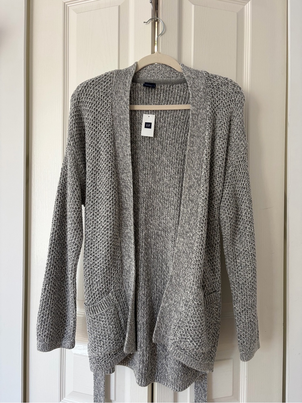 GAP Heather Gray Open-Front Knit Cardigan